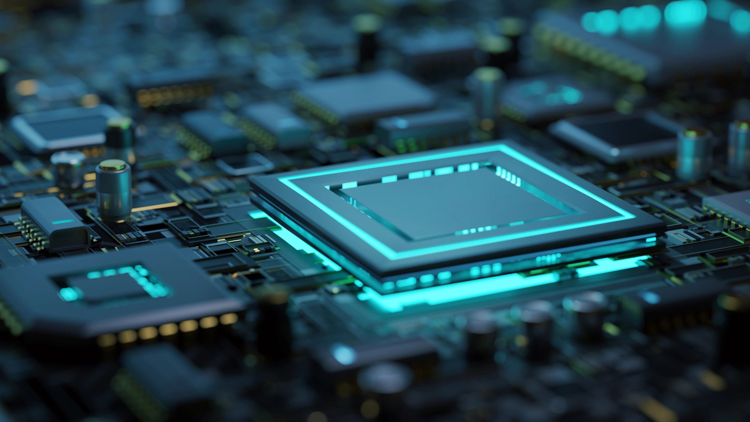 Close-up of a computer motherboard representing hardware support