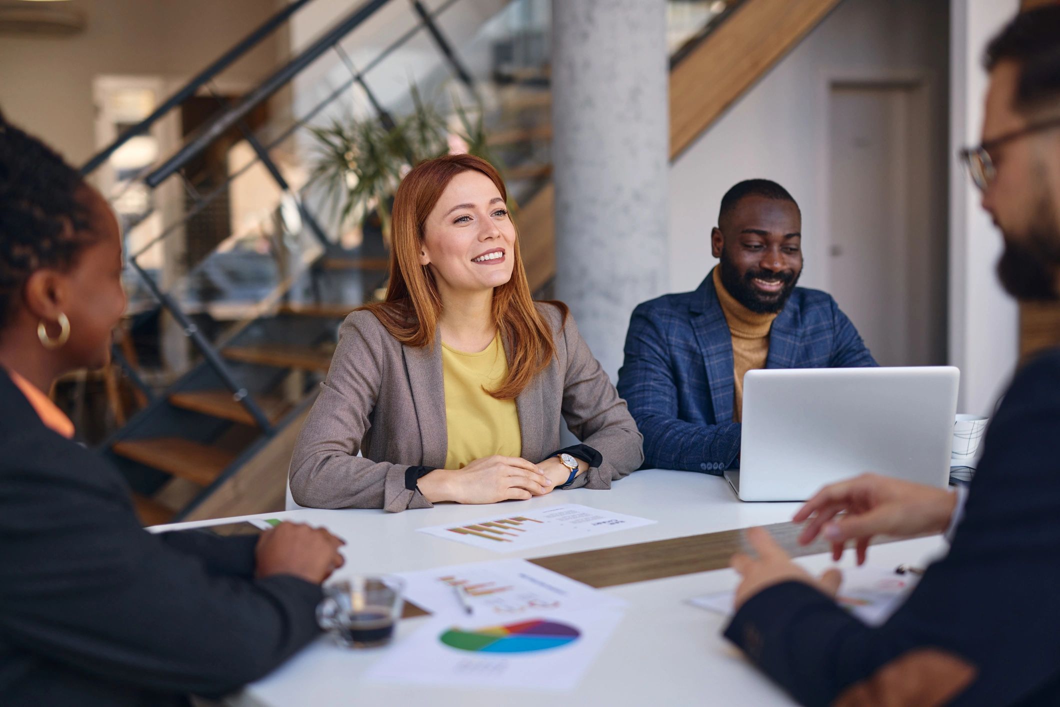 Team collaborating in a modern office